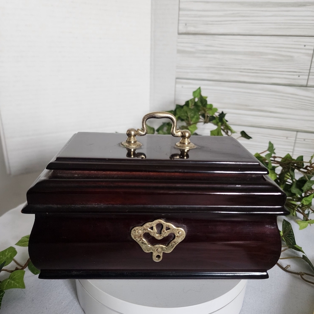 Vintage Mahogany Jewelry Box Made in Korea